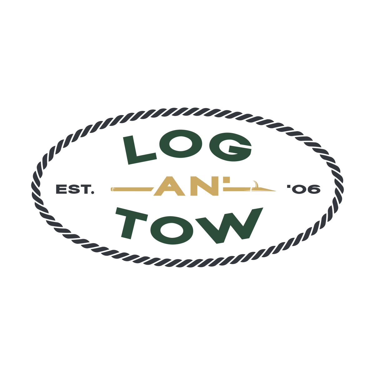 Logo for Log an' Tow, Marine towing and log salvage business 